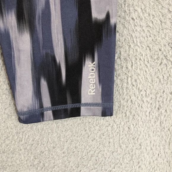 Reebok Leggings Womens Large Gray Blue Stretch Skinny Leg Yoga Workout‎ Gym Logo - Picture 9 of 9